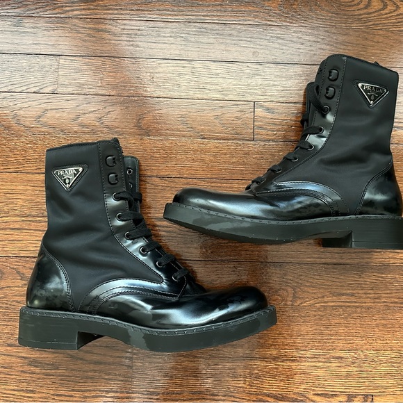 Prada Brush Leather and Renylon Boots - Picture 3 of 10